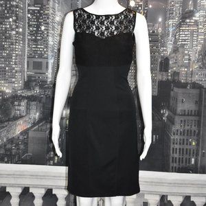 Slimfabulous Ultimate Slimming sz S Jet Black Sheath Dress with Lace Accents
